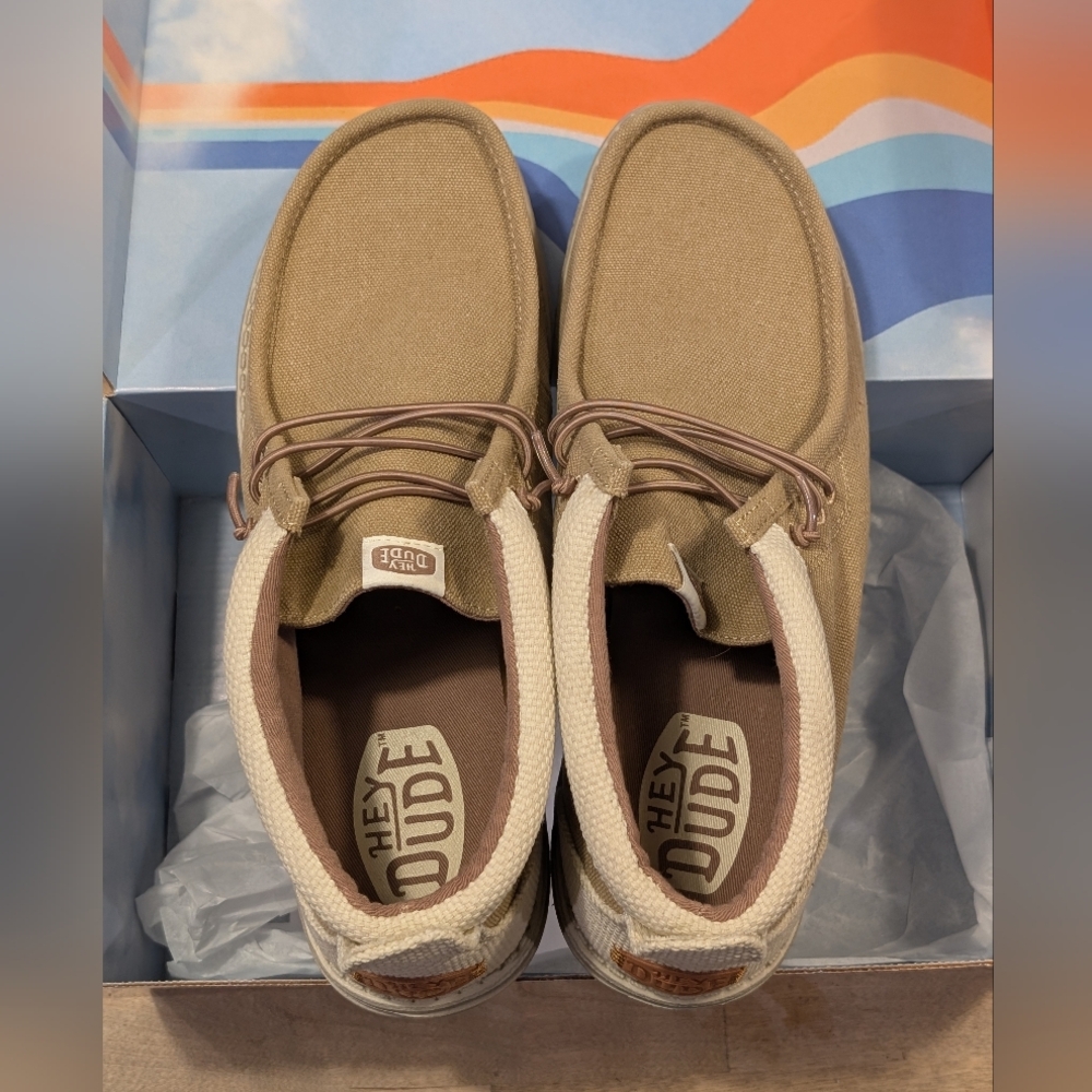 Hey Dude Wally Mid Sand and Stone Loafers - Beige/Brown - Men's Size 13